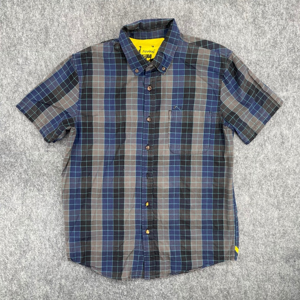Analog Burton Shirt Mens Medium Blue Plaid Button Down Skateboarding Y2K